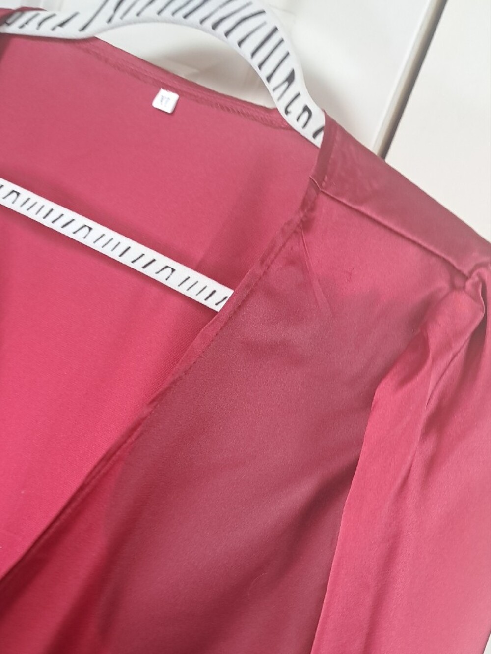 Satin Burgundy Open Front Tie-Front Blouse - Picture 4 of 10